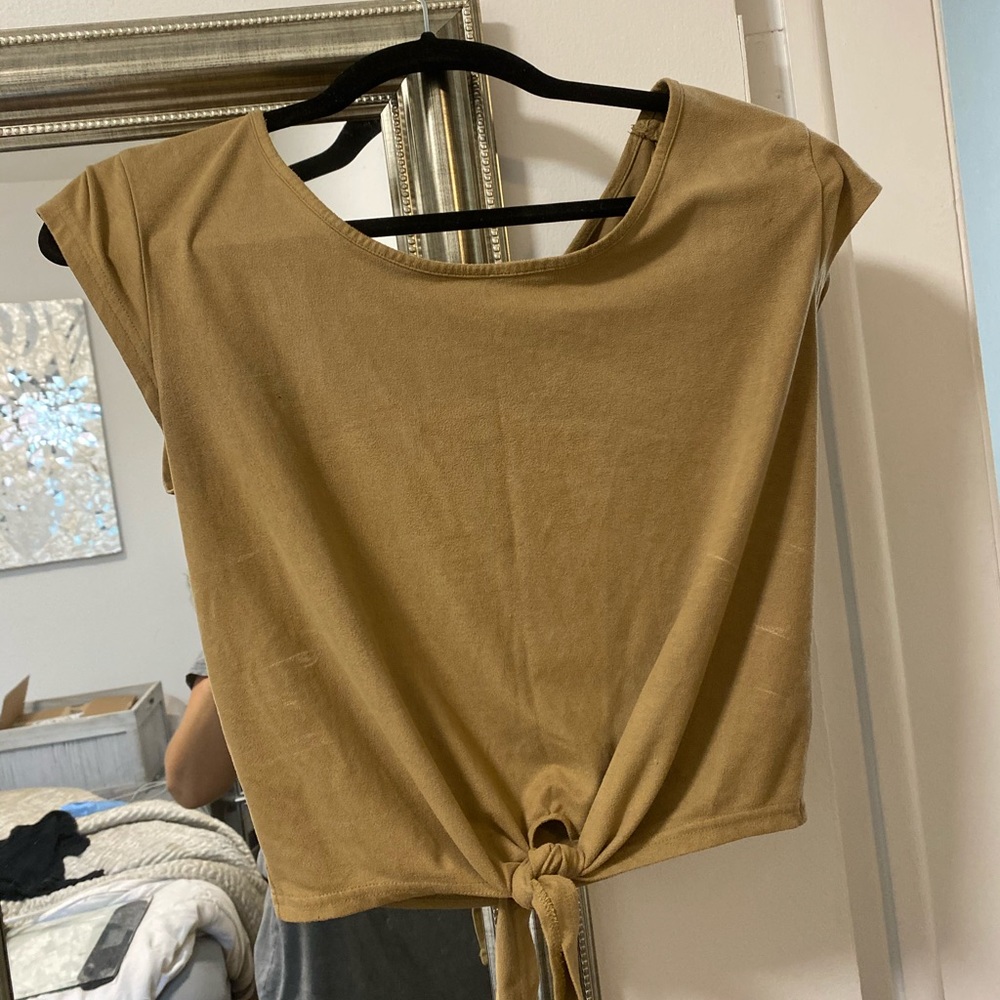 Brown suede crop top